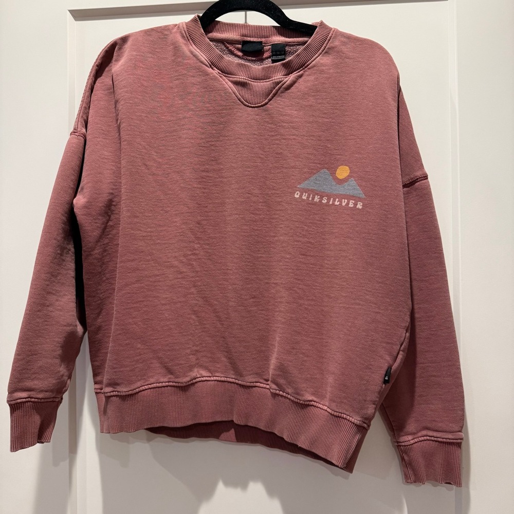 Surf Skate Quiksilver Women's M Dusty Rose Oversized Crewneck Graphic Sweatshirt